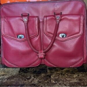 Franklin Covey Red Leather Laptop Bag